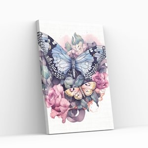 Digital Art Download: Beautiful Butterfly and Flower Illustration - Instant Download