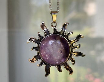 Crystal Sun Pendant Beautiful Amethyst Pendant Necklace Crystal