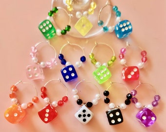 Bunko Wine Glass Marker Charm Rings Set of 12 Different Colors.
