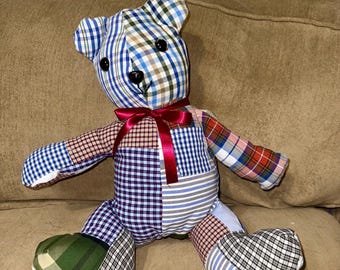 Custom Memory Bear, Keepsake Stuffed Animal, Memorial Gift