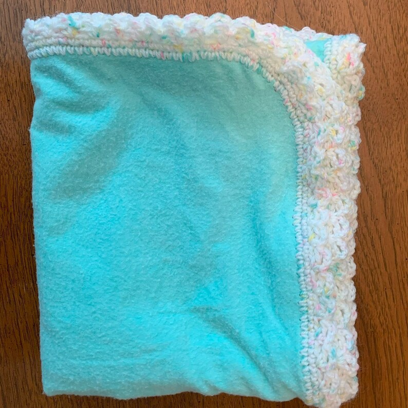 Flannel Baby Blanket With Crochet Edge Etsy