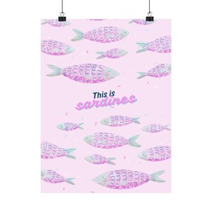 Colorful Sardines Wall Art, Fun Home Decor, Quirky Gift, Playful Poster, Whimsical Design, Bright Room Accent