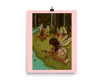 Poster Cueillette de fleurs de fée mignonne