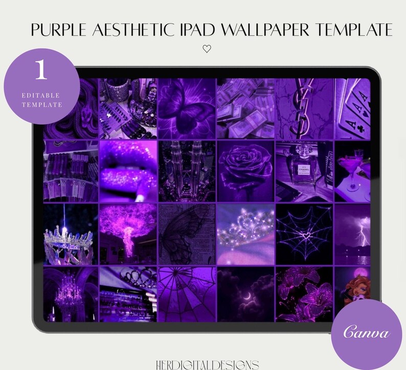 Purple iPad Wallpaper Canva Template (digital Download Etsy