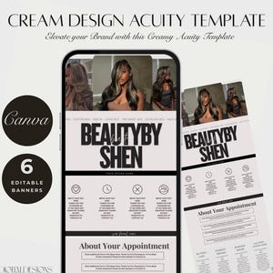 Cream Design Acuity Scheduling Template, Hair, Lash, Makeup Canva (Digital)