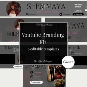 DIY Youtube Branding Kit - Youtube Banner, Intro and Outro Designs - Editable Templates - Canva Template