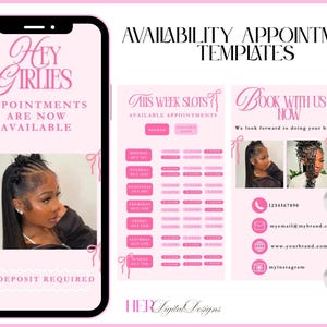 Weekly Available Appointments Template, Availability Calendar, Instagram Story Availability Schedule Calendar Availability Appointment Story