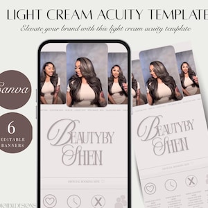ライトクリームデザイン アキュイティ スケジューリングテンプレート、ヘア、まつ毛、メイクアップ Canva (デジタル)
