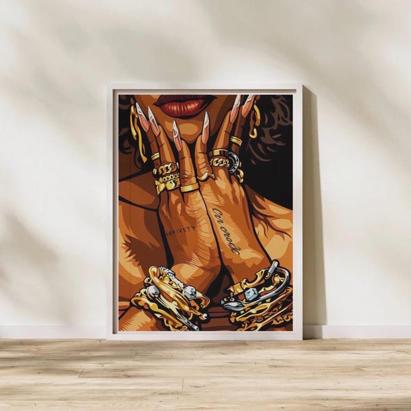 Black Woman Wall Art, Modern Jewelry Print (Digital Download)