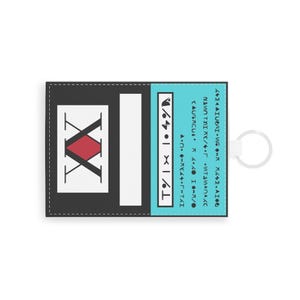 Cartera de piel sintética de Hunter x Hunter - Tarjetero de identificación de Hunter - Cartera de piel sintética de anime - Tarjetero de identificación Saffiano con llavero
