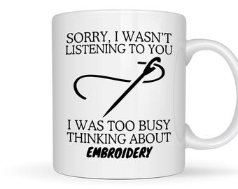 Embroidery Gift Personalised Coffee Mug Gift For Embroidery Enthusiast Funny Gift Tea Cup Hobby Birthday Present