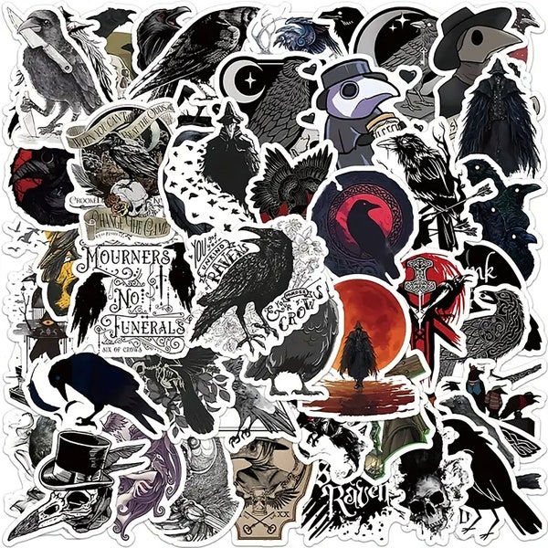 50pc Black Crow Stickers Pack, Junk Journal, Scrapbooking, Magick, Witch, Witchcraft, Pagan, Wicca, Gothic, Raven, Messenger of Death
