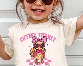 Thanksgiving Girls Shirt, Cute Turkey at the Table shirt Toddler Thanksgiving Shirt Girls Shirt Turkey Shirts for Thanksgiving  Girls  Shirt