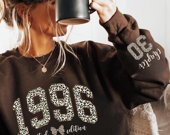 Personalized 30th Birthday Shirt, Limited Edition 1996 Sweatshirt for 30th Birthday, 1996 Year Number Sweatshirt,30th birthday gift for her