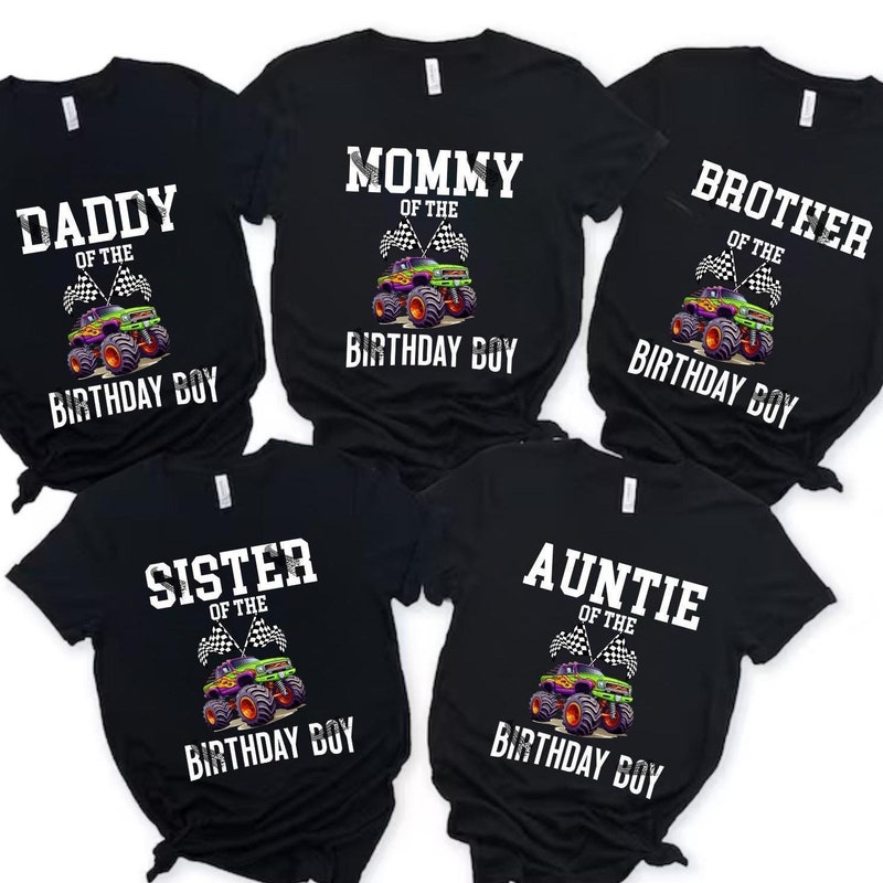 Monster Truck Birthday Shirt, Custom Family Monster Truck Shirts, Personalized Toddler Monster Truck Tee, Toddler Boy Birthday Truck Shirt