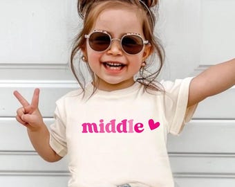 Camiseta para el hijo del medio, anuncio de recién nacido, camisetas a juego para hermanos, camiseta retro para niños, camiseta para anuncio de embarazo, camiseta para anuncio de bebé, regalo