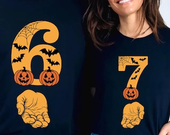 6 7 funny Halloween Costume Teacher Halloween T-shirt Six Seven shirt Kids Halloween Tshirts Couples 6 7 Matching Shirts Funny Teacher Shirt