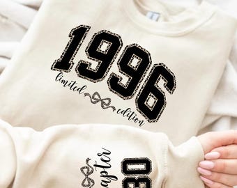 Personalized 30th Birthday Shirt, Limited Edition 1996 Sweatshirt for 30th Birthday, 1996 Year Number Sweatshirt,30th birthday gift for her