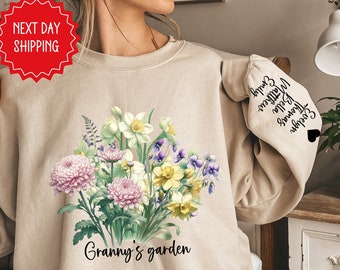 Custom Birth Month Flower Bouquet Sweatshirt: Personalized Grandma Garden Gift