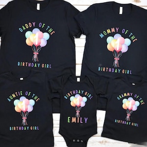 Personalized Rainbow 1st Birthday Shirt  CustomFamily Matching  Balloon Birthday Outfit Girls Birthday  Toddler Sweatshirt, 1st Birthday Tee