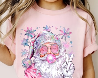 Santa Girls Christmas Shirt Bubble Gum Christmas Shirt Christmas Pink Santa Toddler TShirt Mommy and Me Christmas Shirt Matching Toddler Tee