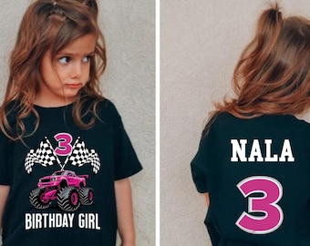 Camiseta personalizada con nombre de Monster Truck para cumpleaños, camiseta personalizada para niños con nombre de Monster Truck, regalo para amantes de los Monster Trucks, lindo regalo para niños pequeños