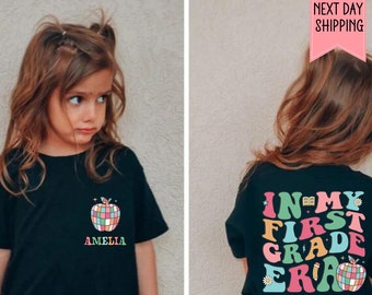 Custom In My 1st Grade Era Personalized Girls First Grade Shirt  1st Day Shirt First grade Girls Trendy T-Shirt Cute Back to School Shirt