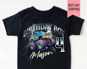 Personalized Monster Truck Name Shirt For  Birthday Custom Kids Monster truck Shirt with Name  Monster truck lover Gift Cute Toddler Gift