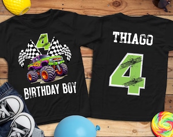 Personalized Monster Truck Name Shirt For  Birthday Custom Kids Monster truck Shirt with Name  Monster truck lover Gift Cute Toddler Gift