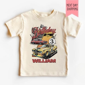 Personalized Race Car Birthday Shirt: Custom Name & Age Tee