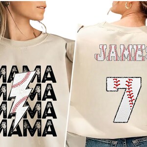 Custom Baseball Mom Sweatshirt, Mom Baseball T-shirt, Baseball Top for Mom, Baseball Season Tee Baseball Game Day Crewneck Mother&#39;s day gift