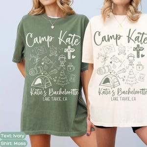 Coquette Custom Camp Bachelorette Party Shirt, Personalized Camping Shirt for Bride Squad, Bridesmaids Bachelorette Gift,  Girls trip Shirts