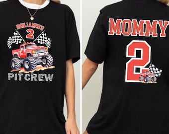 Camiseta personalizada con nombre de Monster Truck para cumpleaños, camiseta personalizada para niños con nombre de Monster Truck, regalo para amantes de los Monster Trucks, lindo regalo para niños pequeños