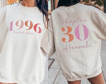 Custom 30th Birthday Sweatshirt Personalized Limited Edition 1996Shirt Custom Birthday gift  1995 Year Number Sweatshirt Gift For Her  1996