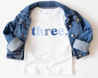 Shirt drie voor jongens 3e verjaardag shirt drie shirt jongen derde verjaardag peuter T-shirt natuurlijk peuter shirt 3e verjaardag shirt peuter