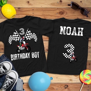Personalized Dirt Bike Birthday Boy Shirt Custom Motocross Birthday Party Shirt Biker Birthday Toddler Tee Motocross Boy Birthday Shirt