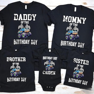 Monster Truck Birthday Shirt, Custom Family Monster Truck Shirts, Personalized Toddler Monster Truck Tee, Toddler Boy Birthday Truck Shirt