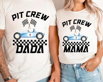 Koszulka urodzinowa Fast One Pit Crew, spersonalizowana koszulka urodzinowa z motywem wyścigu samochodowego, koszulki na pierwsze urodziny rodziny, pasująca koszulka urodzinowa Mama