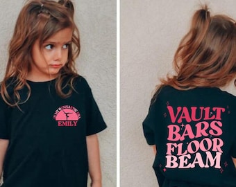 Personalized Gymnast Sweatshirt, Custom Gymnast Hoodie, Vault Floor Bars Beam, Gymnastics Kid T-Shirt Girl's Gymnastic Shirt, Gymnast Gift