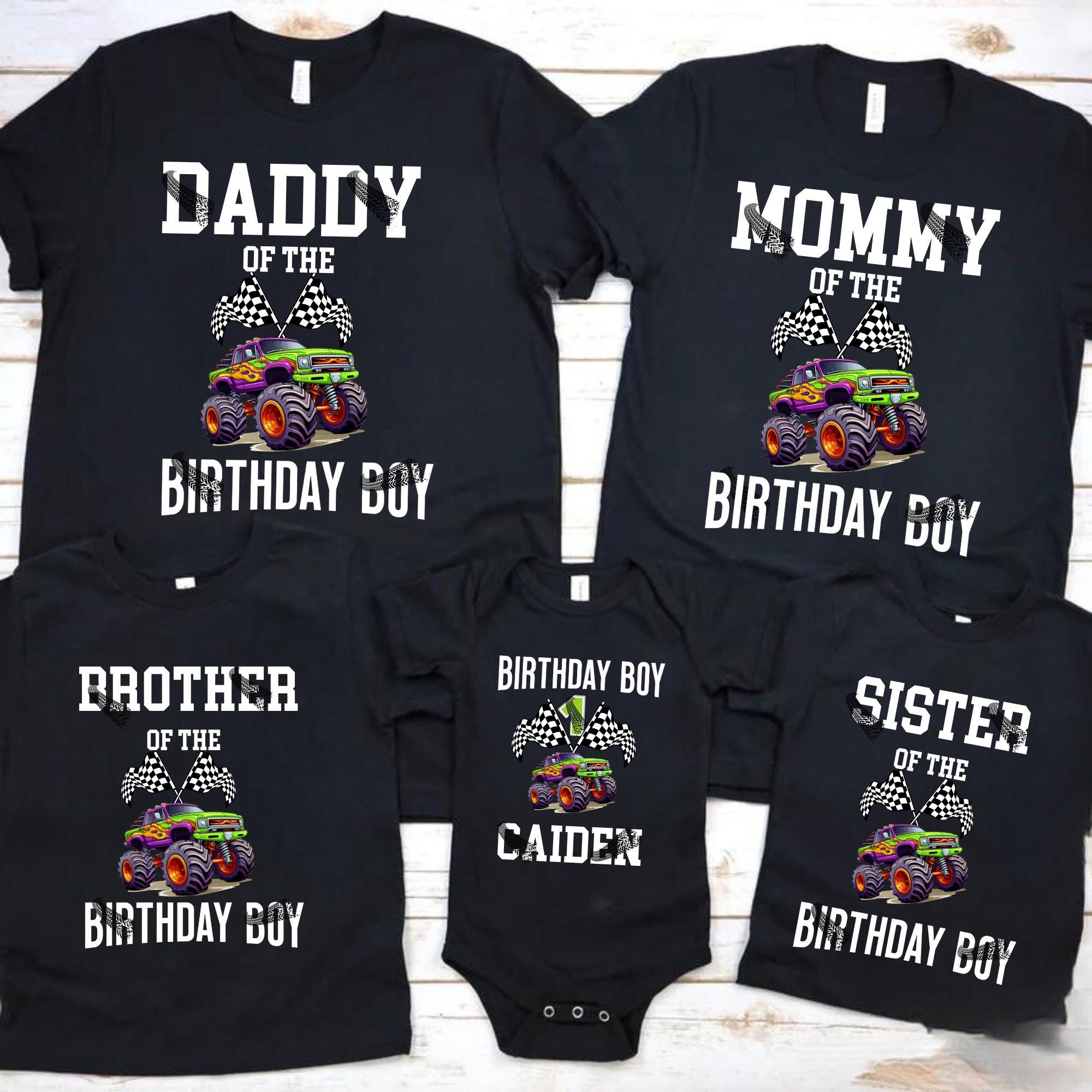 Monster Truck Birthday Shirt, Custom Family Monster Truck Shirts, Personalized Toddler Monster Truck Tee, Toddler Boy Birthday Truck Shirt