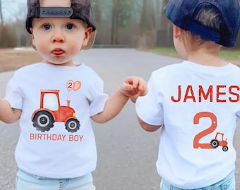 Personalized Tractor Toddler Shirt, Custom Name Farmer Red Tractor Tee, Tractor Birthday Shirt, Farm Birthday Shirt, Tractor Birthday Outfit