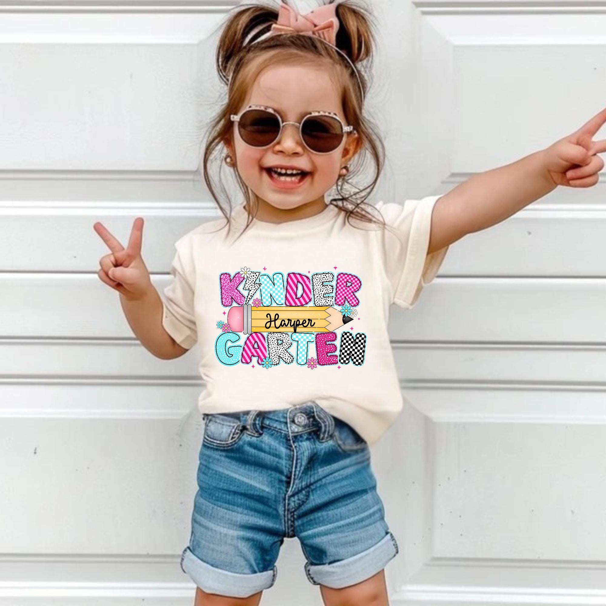 Personalized Kindergarten Tshirt Girls Custom Kids Name Back To School Shirt Toddler Kid Kindergarten Shirt With Name Kindergarten Girl Gift