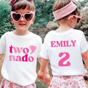 Custom Two-nado shirt, Personalized 2nd birthday Outfit Girls, tornado birthday shirt, girl birthday shirt, two nado party, Two year old Tee