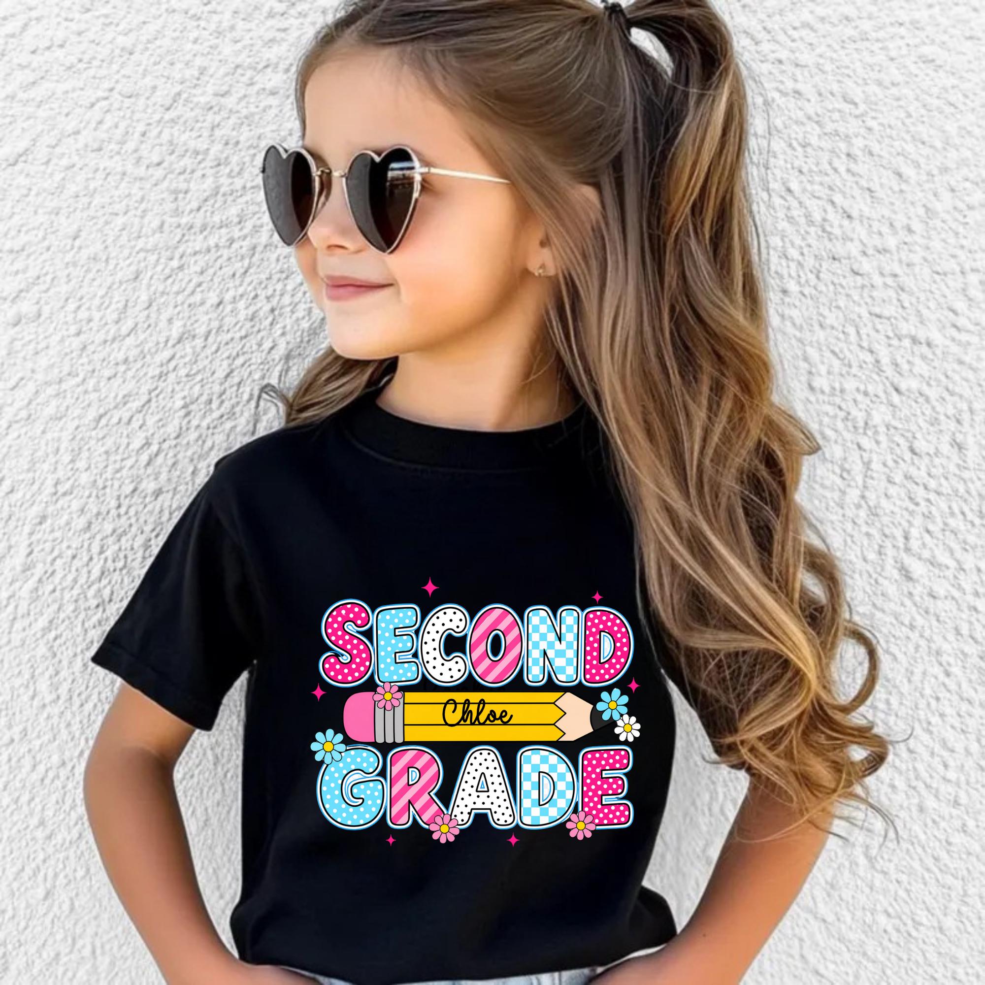 Personalized Second Grade Shirt Custom Kids Name Back to School Tee 2nd ...