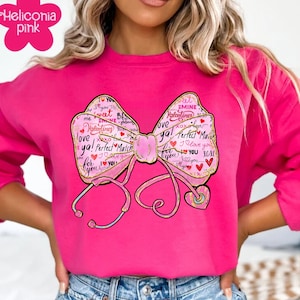 Nurse Valentine&#39;s Day Shirt: Coquette Stethoscope Bow Design