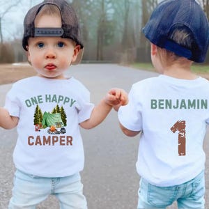 One happy Camper, Custom Camping 1st Birthday, First Birthday Boy Outfit , Camping First Birthday shirt, Camping Theme Birthday Party Shirt