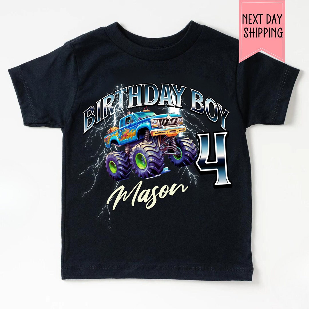 Personalized Monster Truck Name Shirt for Birthday Custom Kids Monster ...