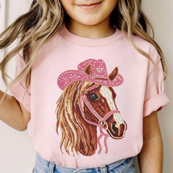 Western Girl Shirt Horse Shirt Faux Glitter Cowgirl Tee Western Graphic Shirt Country Girl Shirt Rodeo Shirt Cute Horse Tee Cute Howdy Tee