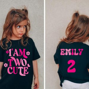 Personalized Two cute shirt, 2nd birthday shirt, Custom 2nd Birthday girl shirt, 2nd birthday outfit, Toddler Birthday Outfit Girl Two Cute