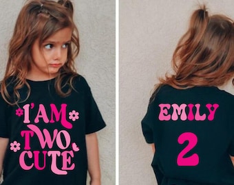 パーソナライズされた2人のかわいいシャツ、2歳の誕生日シャツ、カスタム2歳の誕生日の女の子のシャツ、2歳の誕生日の衣装、幼児の誕生日の衣装の女の子2人のかわいい